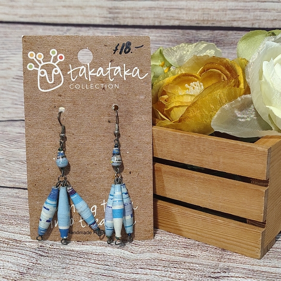 Upcycled Paper Bead Earrings - Picture 1 of 4